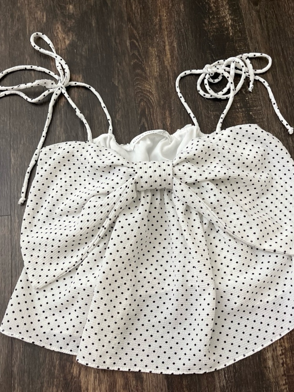 Altar'd State White Polka Tie-Front Crop Top